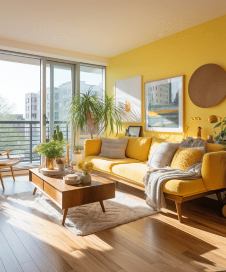 Appartement mit gelber Couch